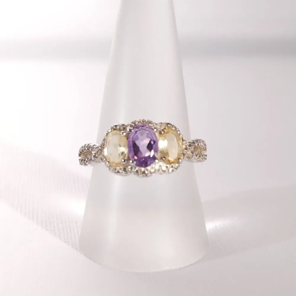 Amethyst and Citrine in Sterling Silver Size 9